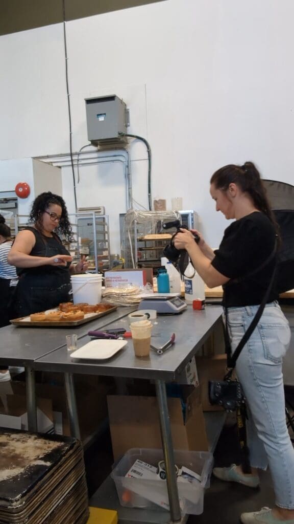 Behind-the-scenes brand photo shoot with female entrepreneur